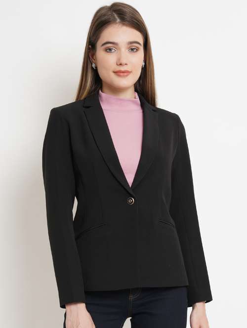 black solid formal blazer - 20596142 -  Standard Image - 0