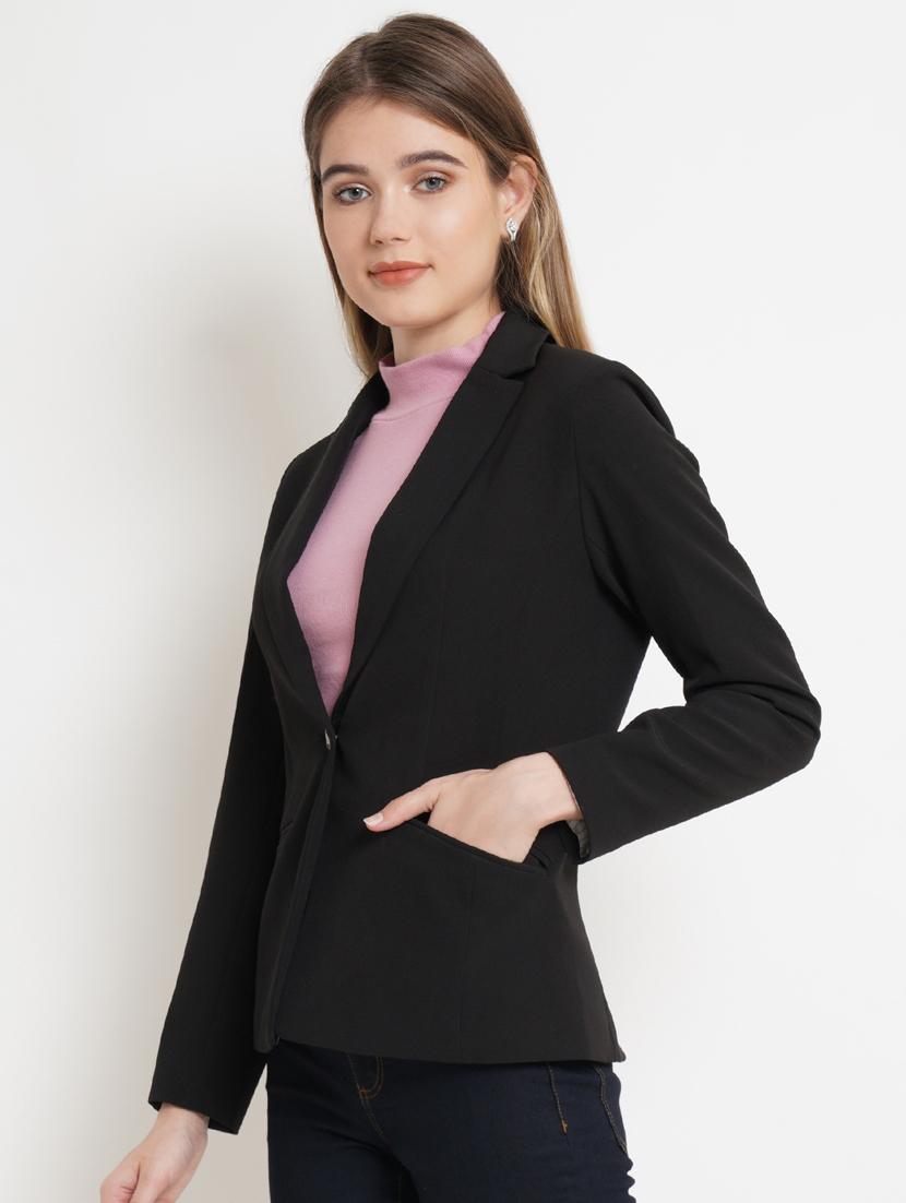 black solid formal blazer - 20596142 - Standard Image - 1