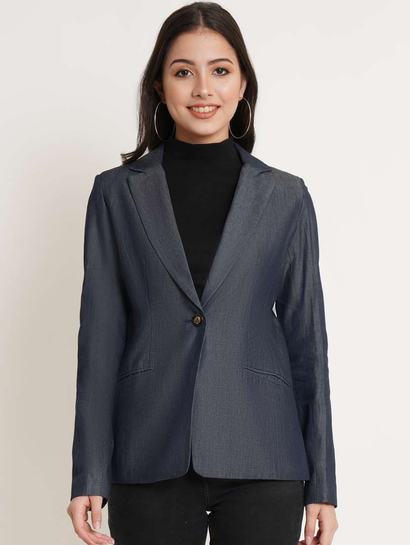 women solid formal blazer