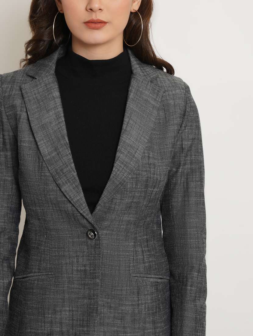 women solid formal blazer - 20596147 - Standard Image - 4