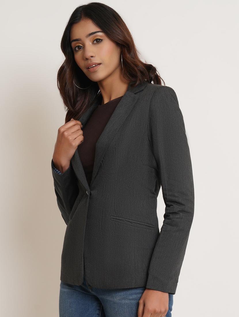women solid formal blazer - 20596149 - Standard Image - 1
