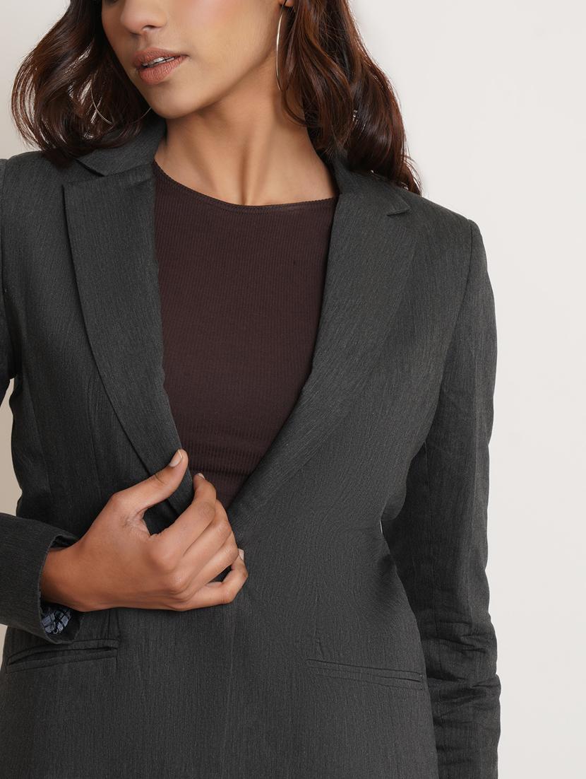 women solid formal blazer - 20596149 - Standard Image - 4