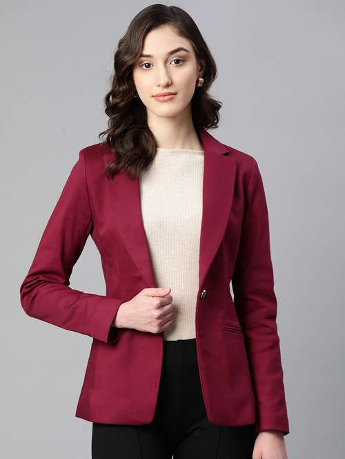 women solid formal blazer - 20596156 - Standard Image - 0