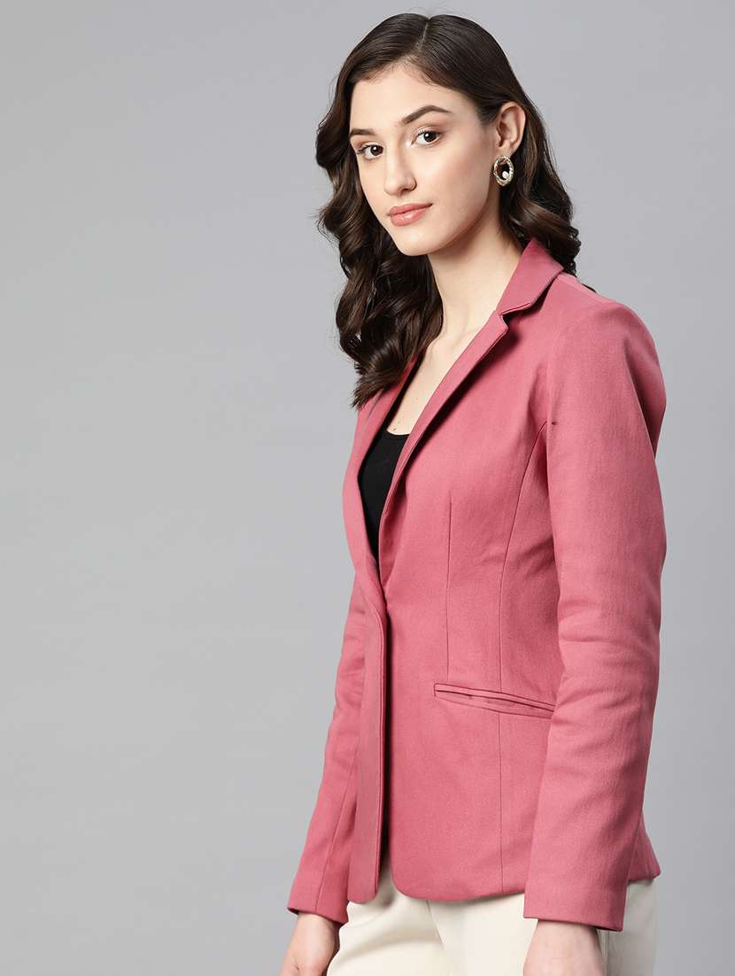 women solid formal blazer - 20596158 - Standard Image - 1
