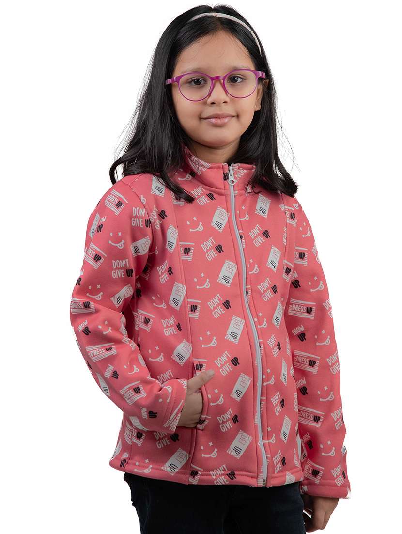 girls pink printed regular jacket - 20596747 -  Standard Image - 1