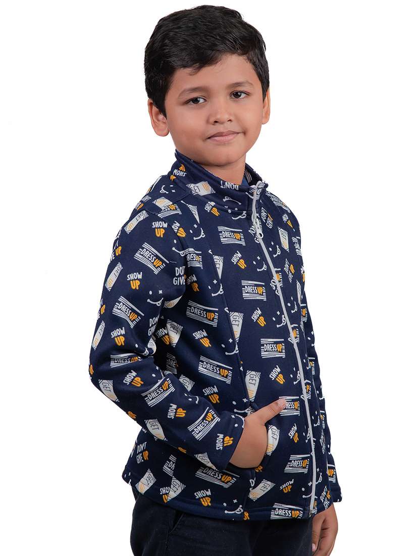 boys navy blue printed regular jacket - 20596753 - Standard Image - 1