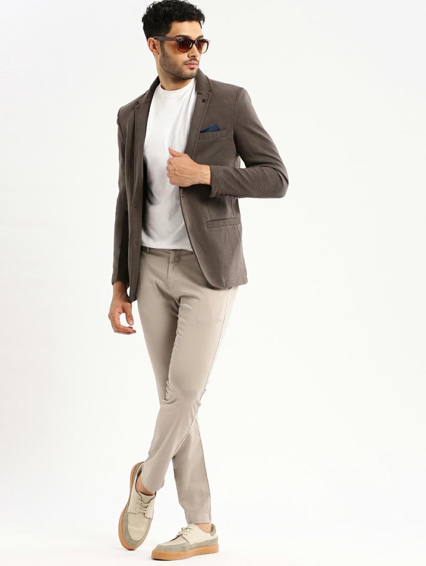 grey cotton blend single breasted casual blazer - 20597907 - Standard Image - 4