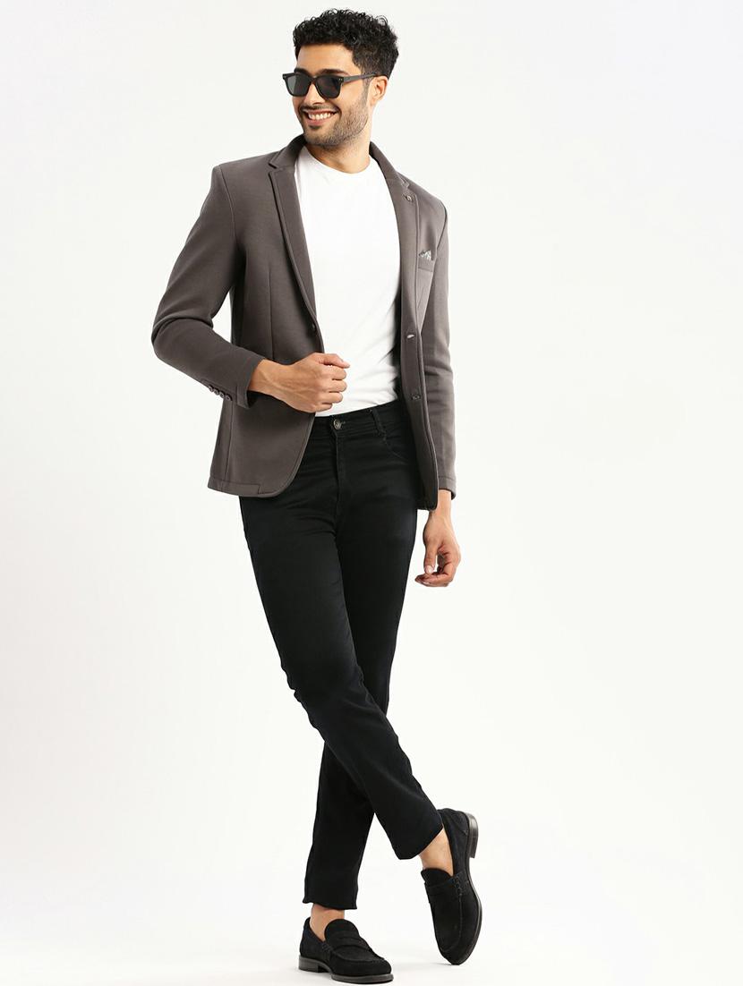grey cotton blend single breasted casual blazer - 20597910 - Standard Image - 4