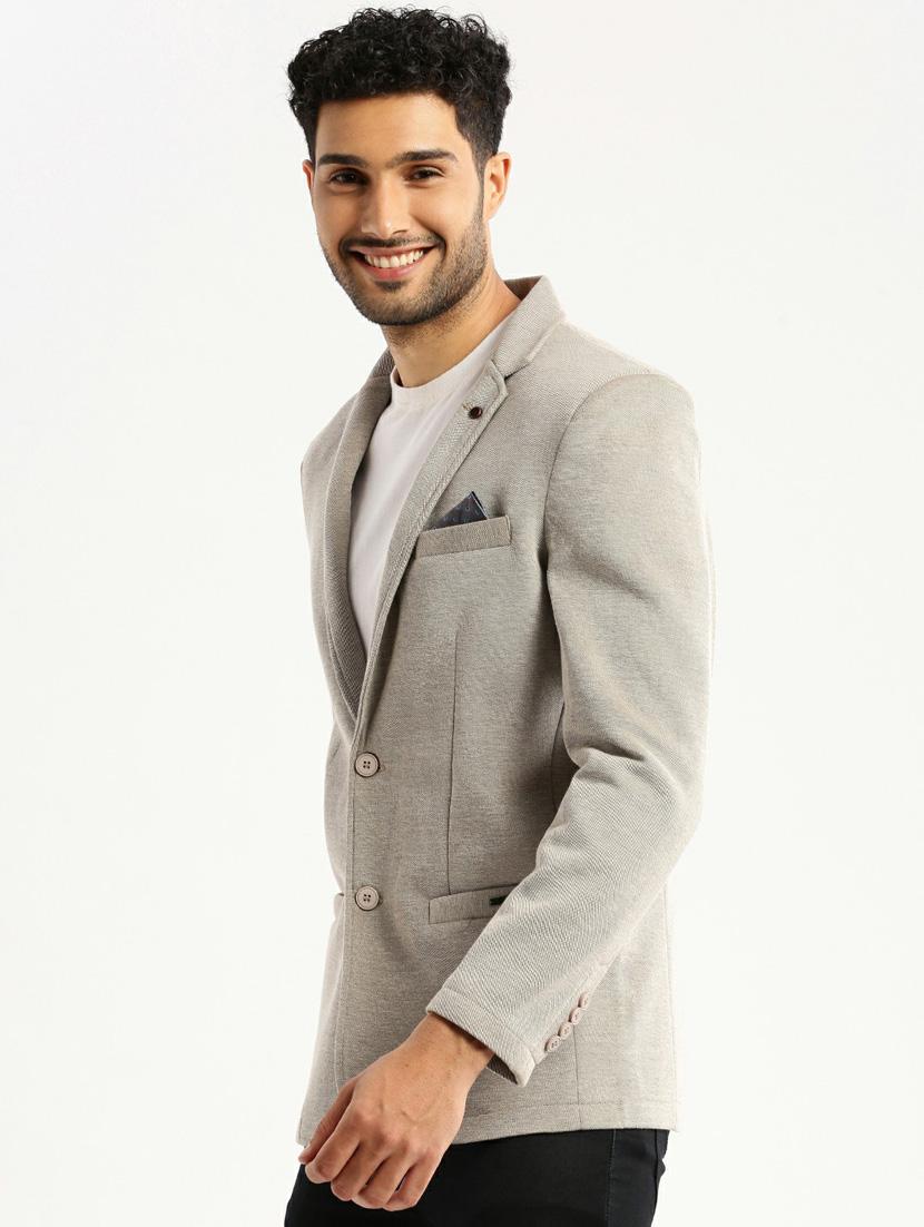 grey cotton blend single breasted casual blazer - 20597912 -  Standard Image - 1