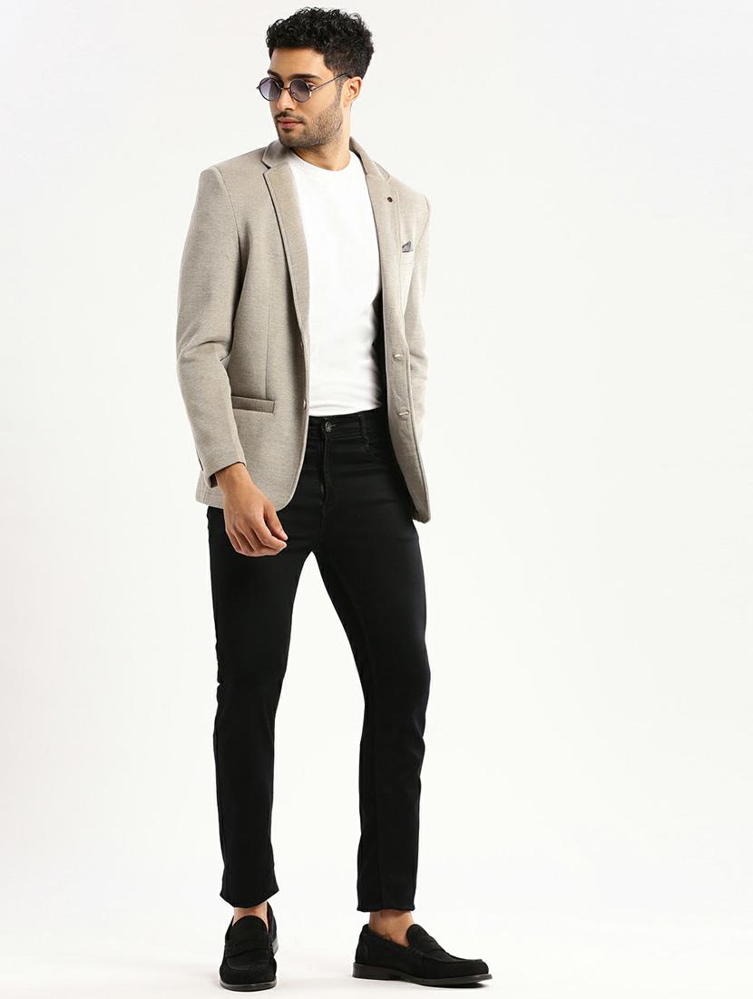 grey cotton blend single breasted casual blazer - 20597912 - Standard Image - 4