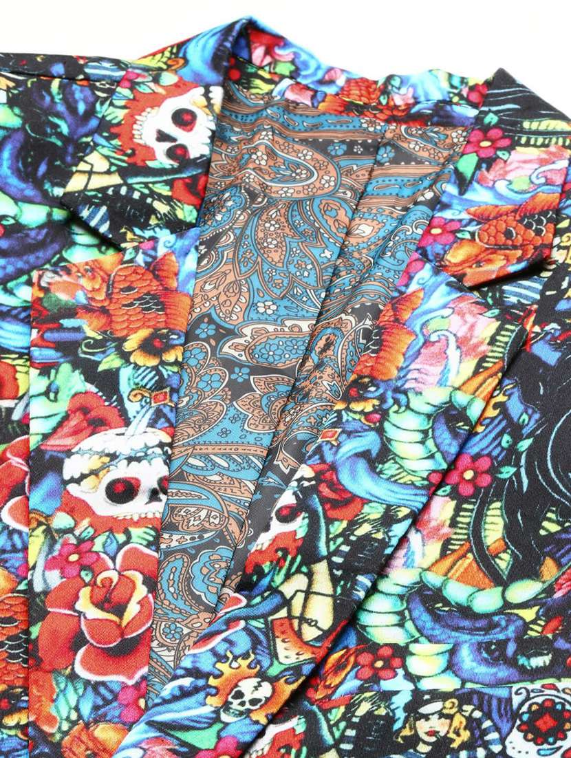 multi colored cotton blend single breasted casual blazer - 20597916 -  Standard Image - 6