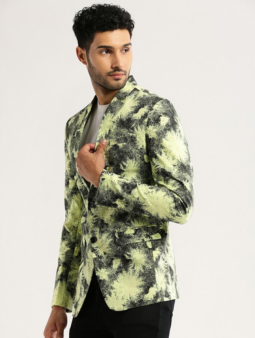 yellow cotton blend single breasted casual blazer - 20597917 - Standard Image - 1