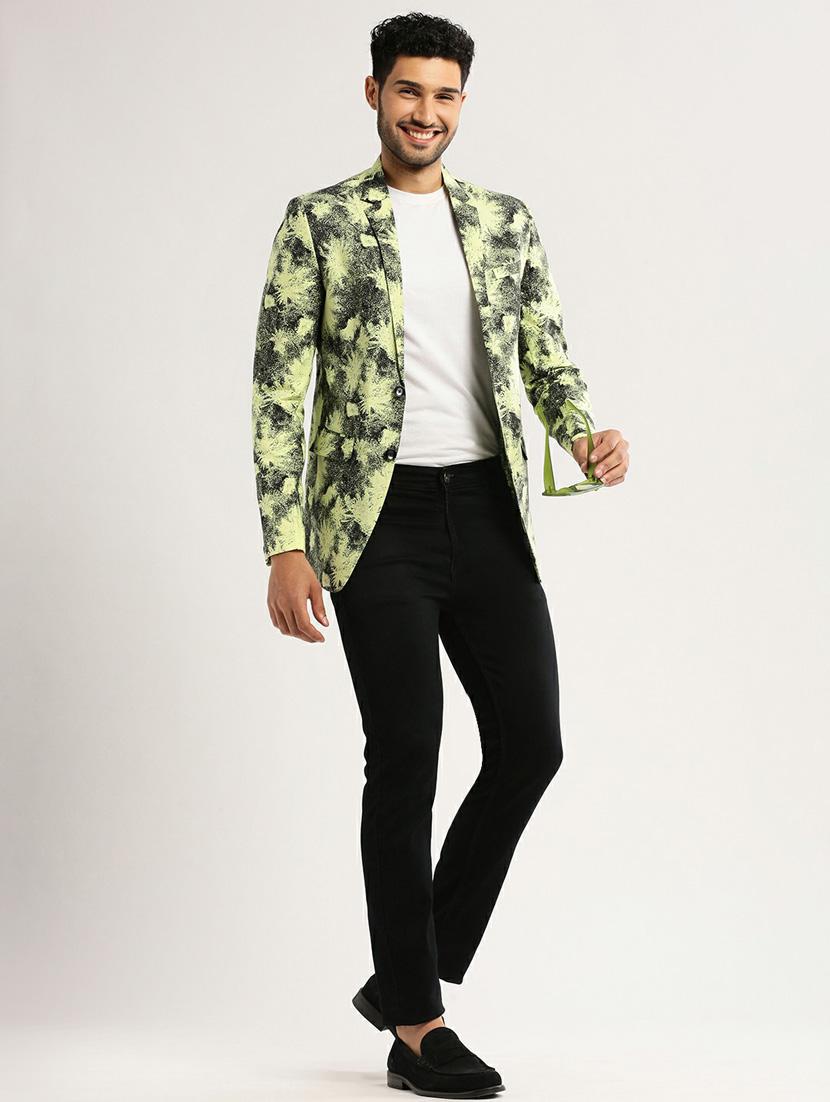 yellow cotton blend single breasted casual blazer - 20597917 - Standard Image - 4