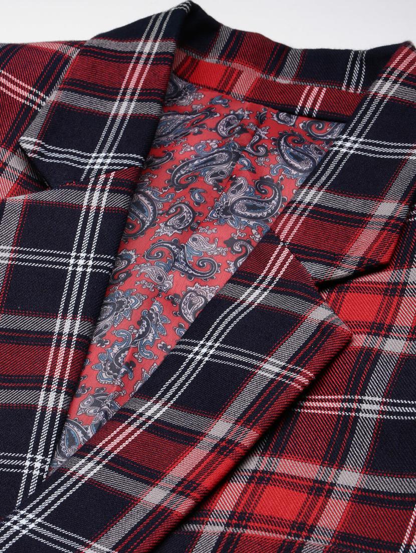 red cotton blend single breasted casual blazer - 20597921 - Standard Image - 6