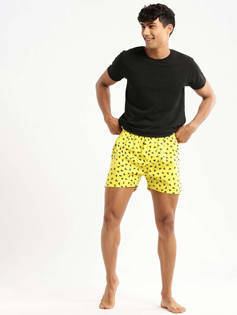 yellow all over printed cotton blend boxer - 20597922 - Standard Image - 4