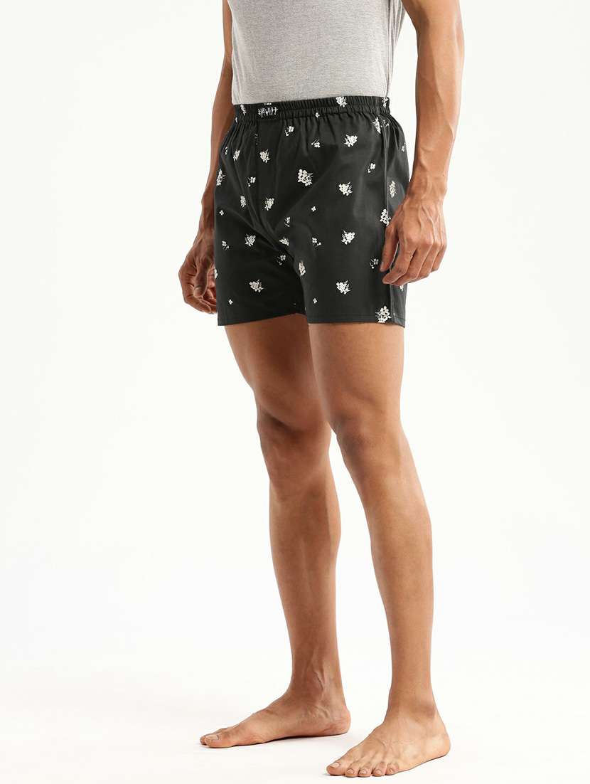 black floral printed cotton blend boxer - 20597924 -  Standard Image - 1