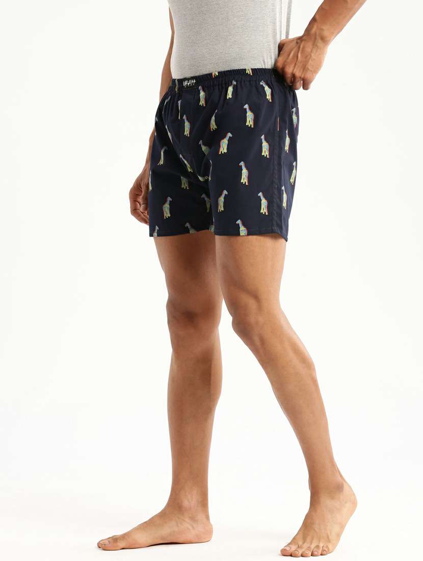navy blue printed cotton blend boxer - 20597927 -  Standard Image - 1