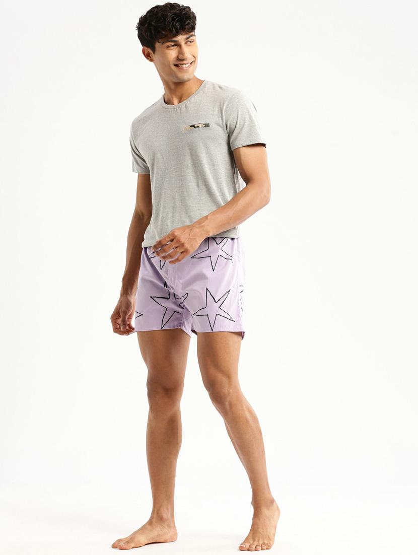 lavender geometric print cotton blend boxer - 20597928 - Standard Image - 4