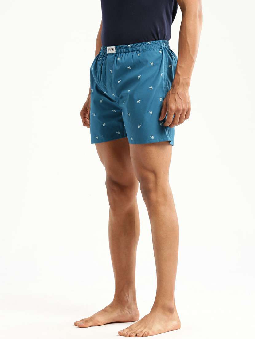 dark blue micro printed cotton blend boxer - 20597929 -  Standard Image - 1
