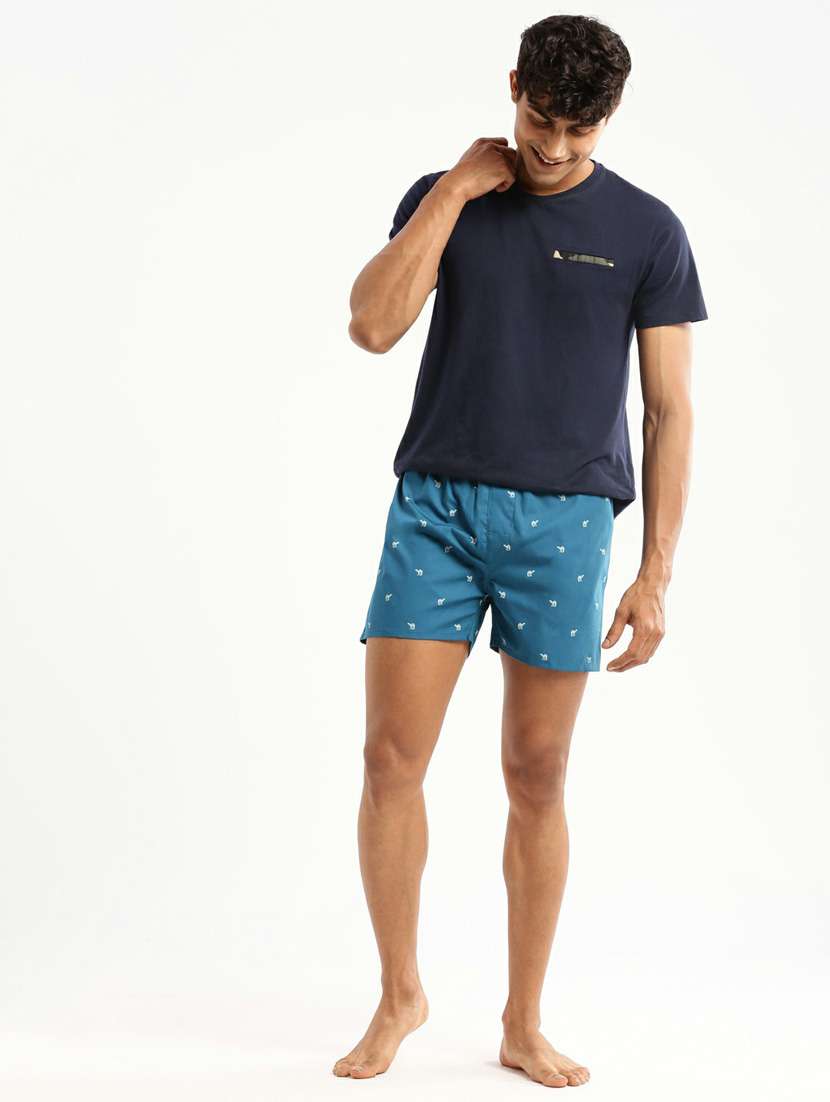 dark blue micro printed cotton blend boxer - 20597929 -  Standard Image - 4