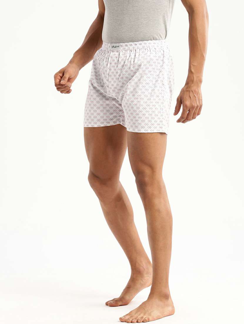 white all over printed cotton blend boxer - 20597930 -  Standard Image - 1