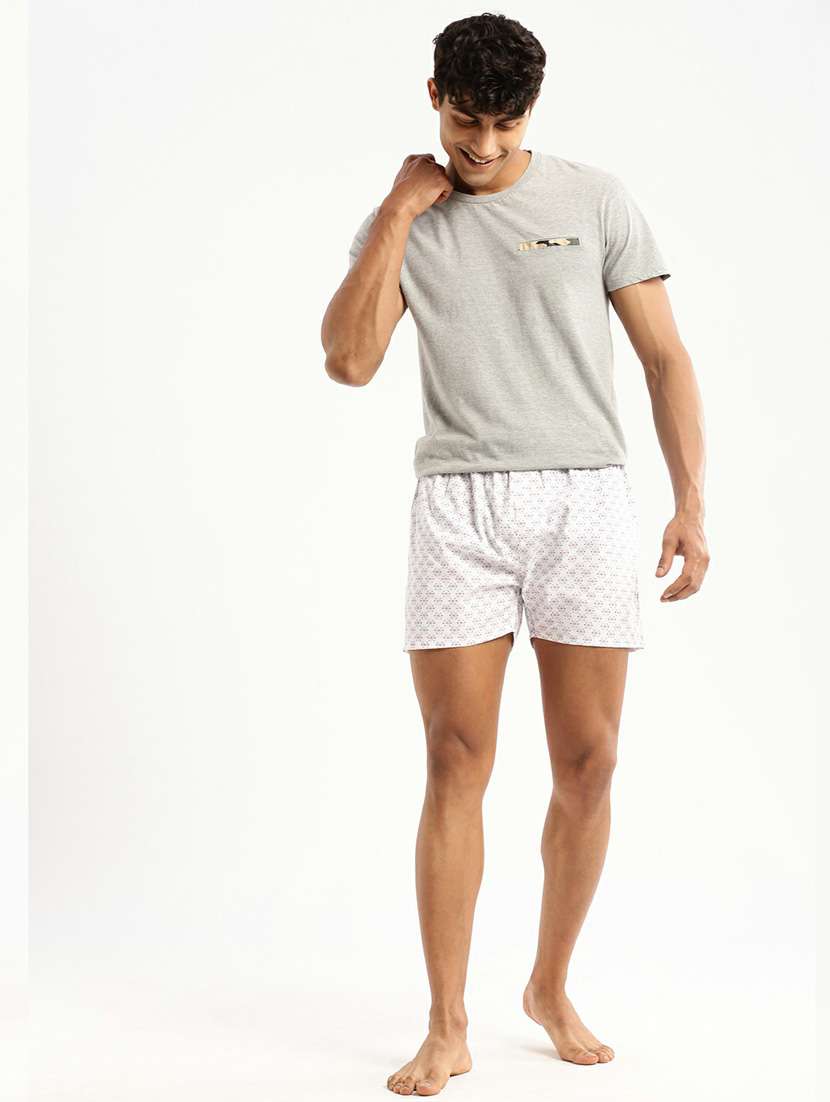 white all over printed cotton blend boxer - 20597930 -  Standard Image - 4