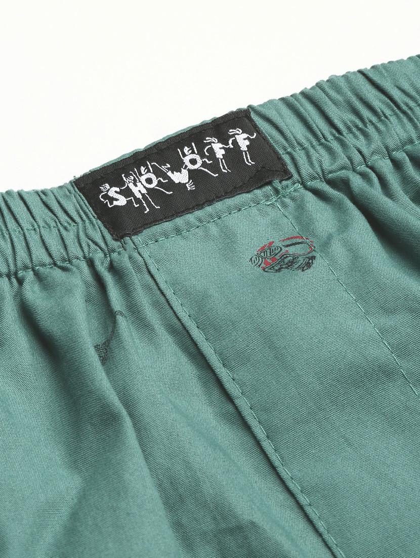 green micro prints cotton blend boxer - 20597933 - Standard Image - 6