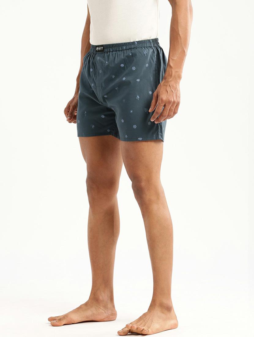 dark blue micro printed cotton blend boxer - 20597936 - Standard Image - 1