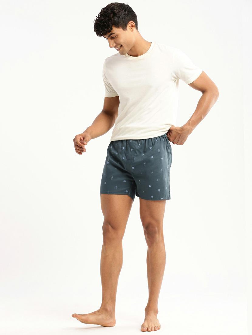 dark blue micro printed cotton blend boxer - 20597936 - Standard Image - 4