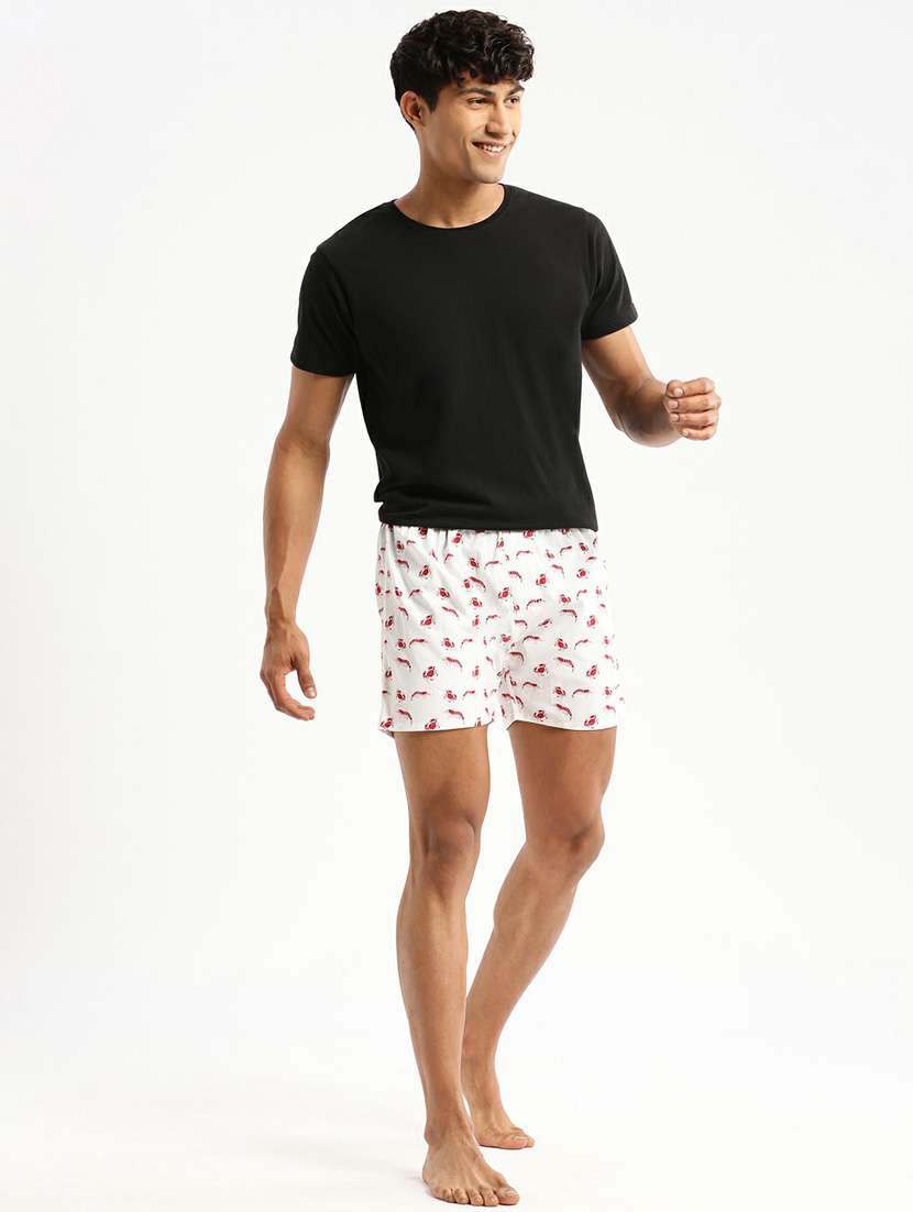 white all over printed cotton blend boxer - 20597937 -  Standard Image - 4