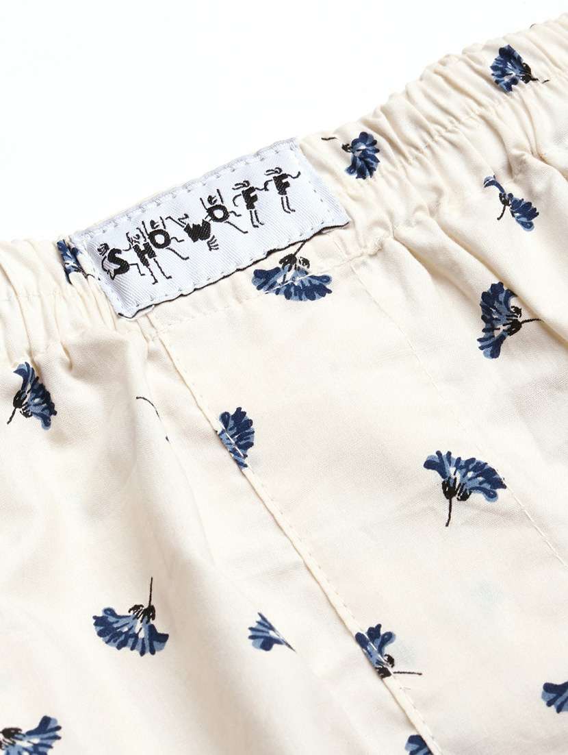 beige floral motif printed cotton blend boxer - 20597938 -  Standard Image - 6