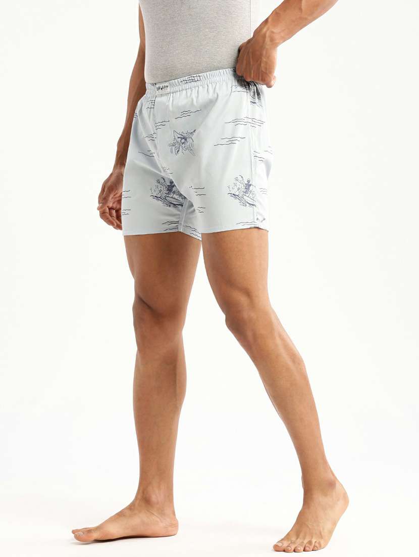 light blue printed cotton blend boxer - 20597941 -  Standard Image - 1