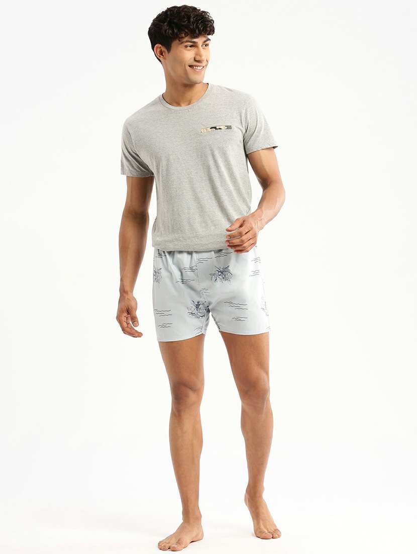 light blue printed cotton blend boxer - 20597941 - Standard Image - 4