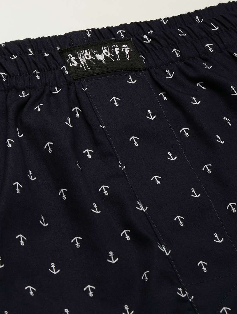 navy blue all over printed cotton blend boxer - 20597943 -  Standard Image - 6