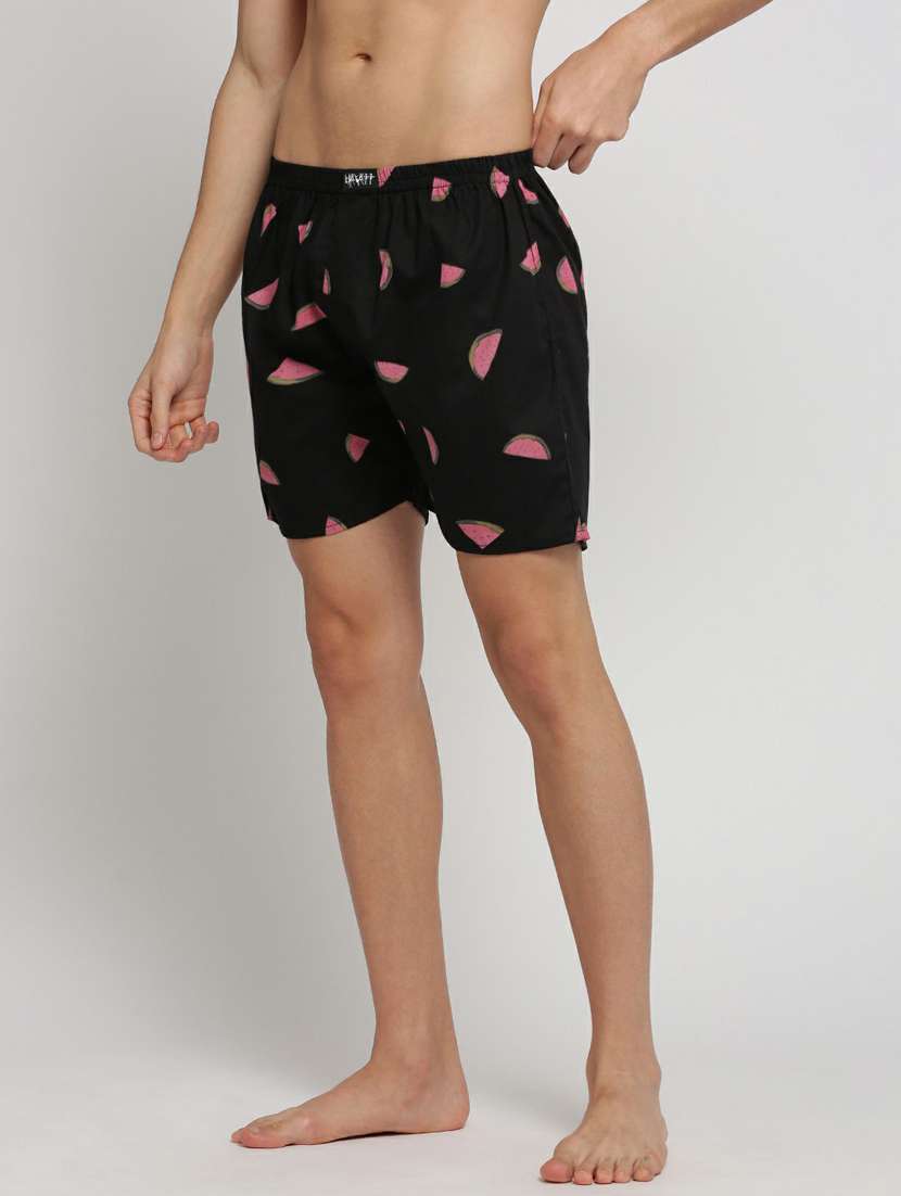 black quirky printed cotton blend boxer - 20597944 -  Standard Image - 1