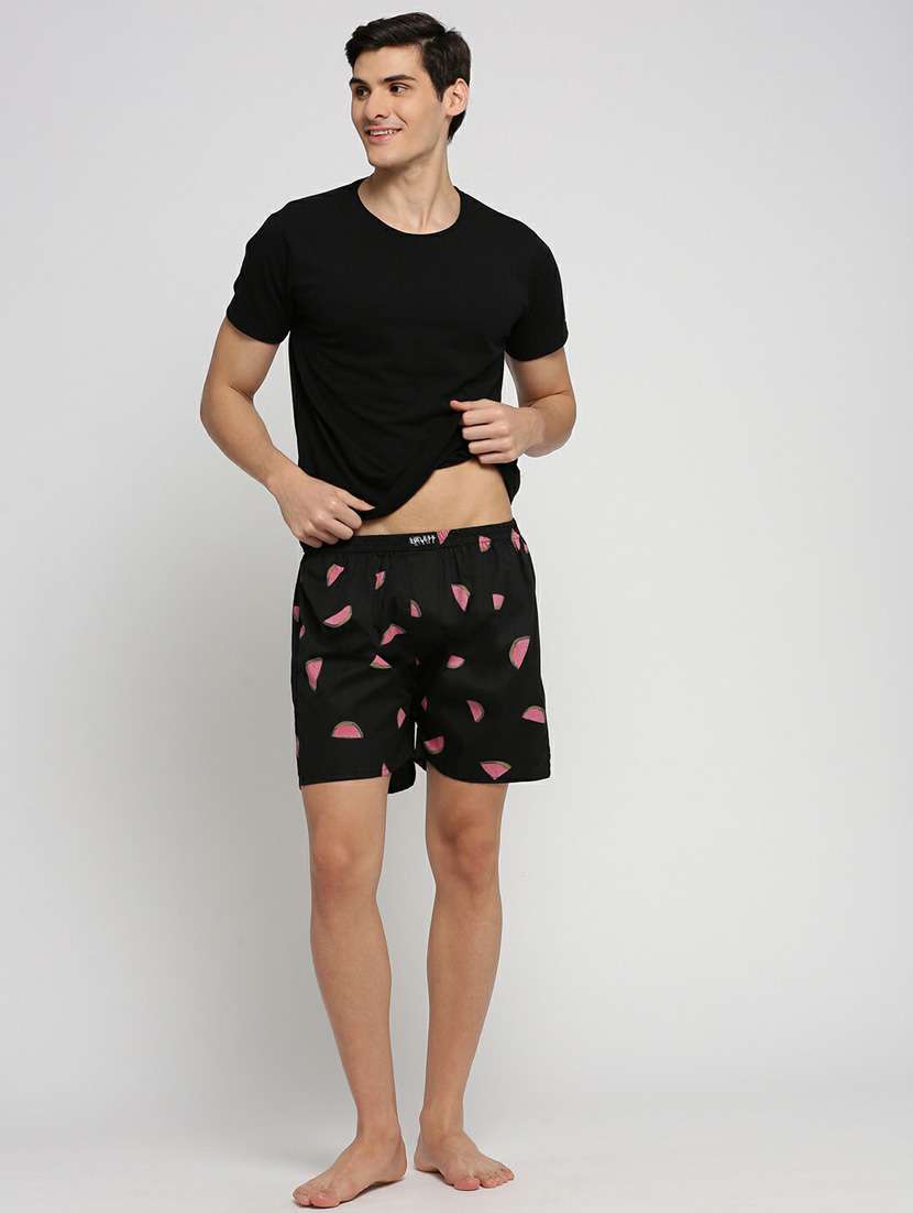black quirky printed cotton blend boxer - 20597944 -  Standard Image - 4