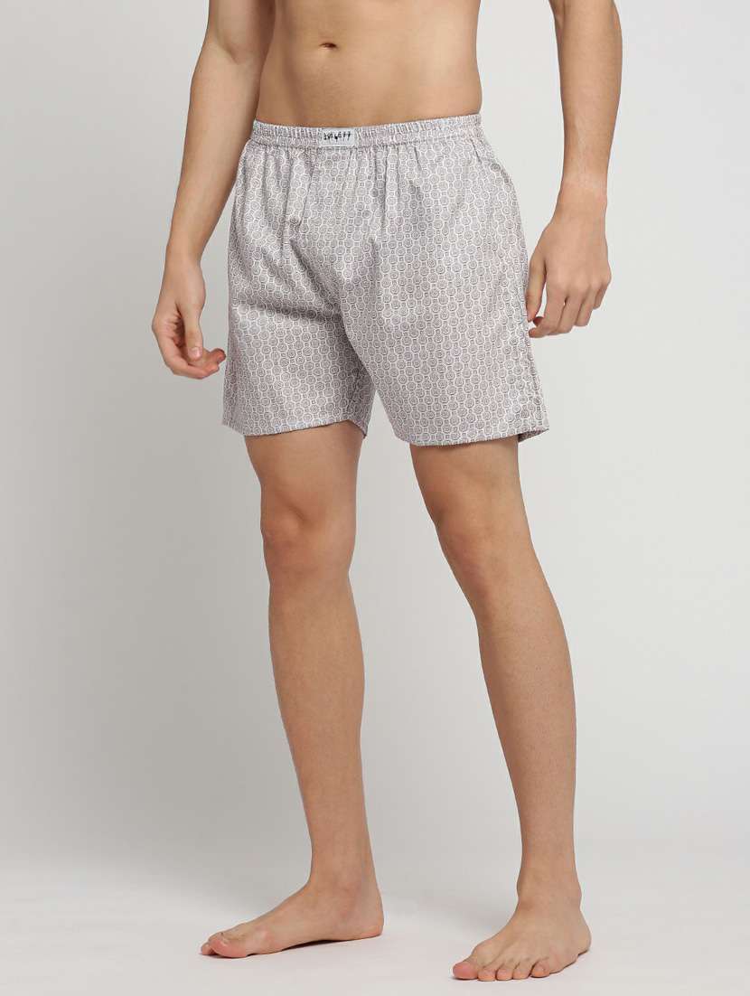 white all over printed cotton blend boxer - 20597945 -  Standard Image - 1