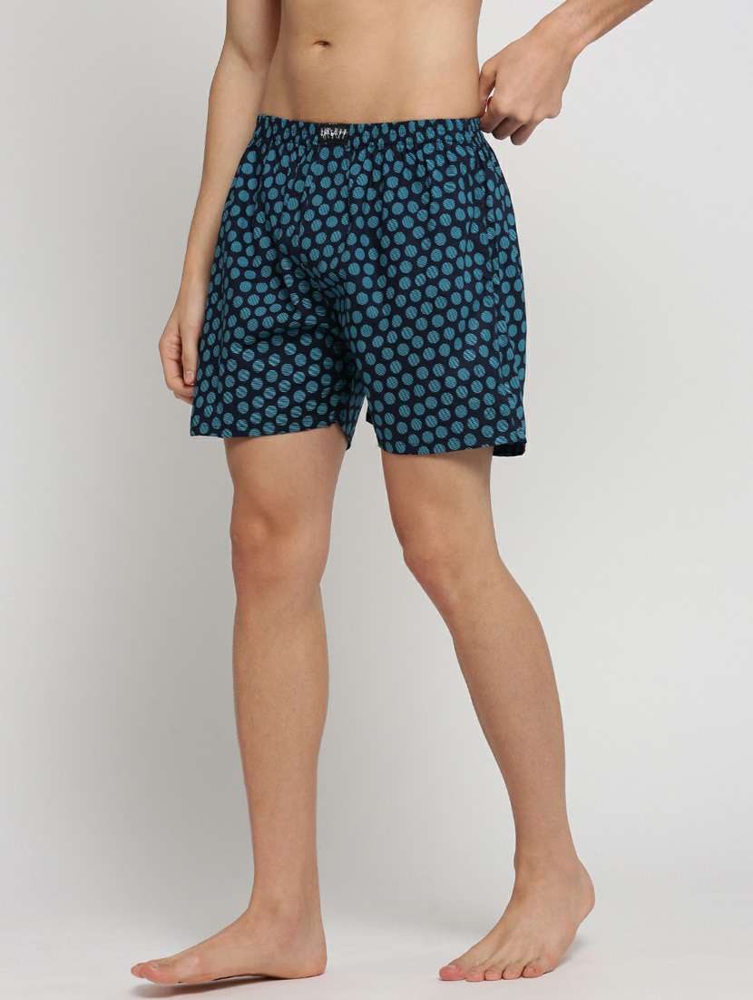 navy blue all over printed cotton blend boxer - 20597946 -  Standard Image - 1