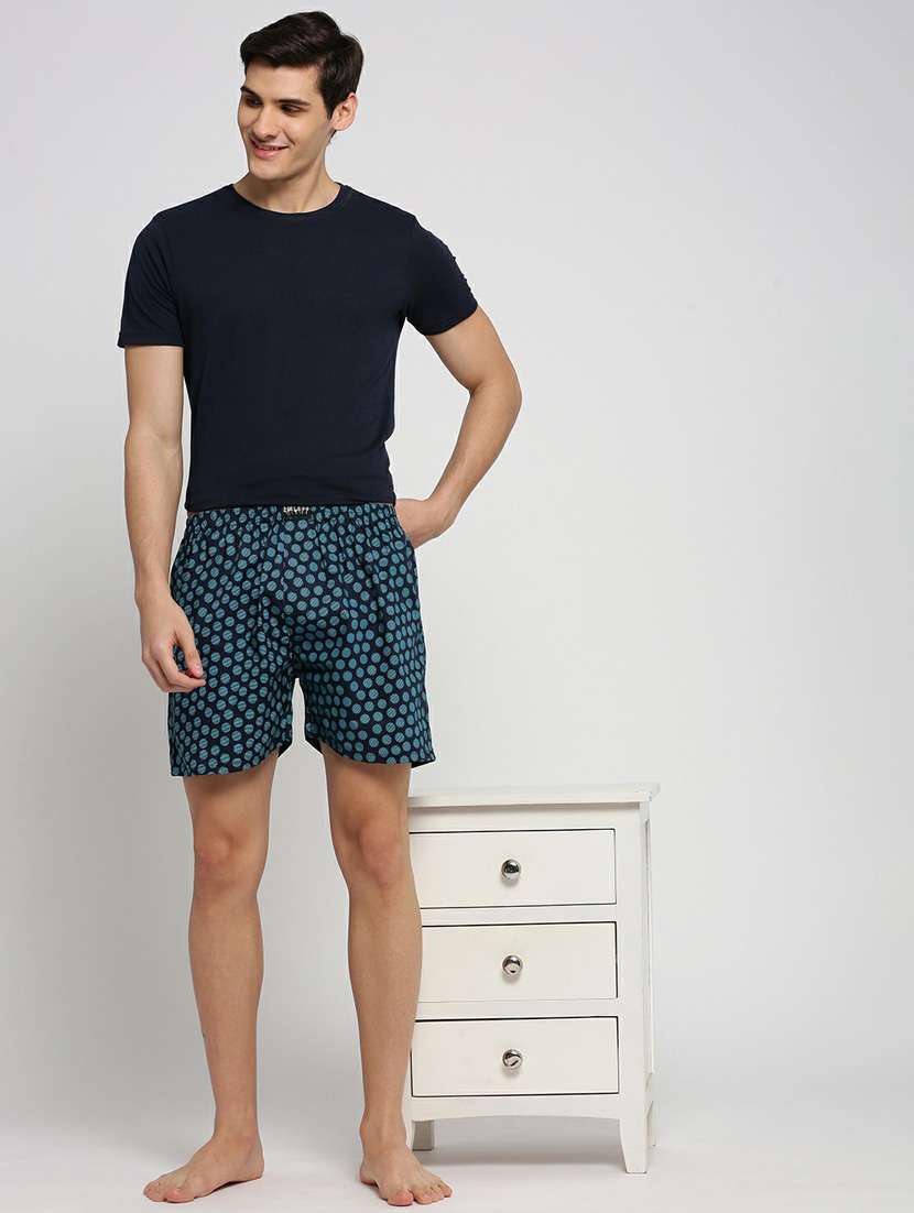 navy blue all over printed cotton blend boxer - 20597946 -  Standard Image - 4