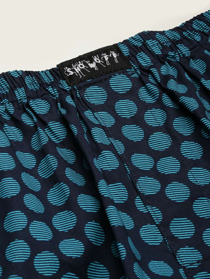navy blue all over printed cotton blend boxer - 20597946 -  Standard Image - 6