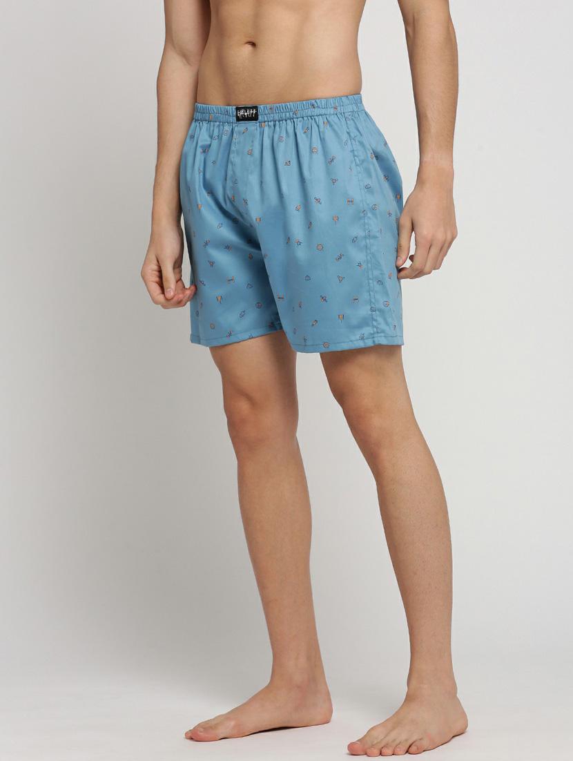light blue micro prints cotton blend boxer - 20597948 - Standard Image - 1
