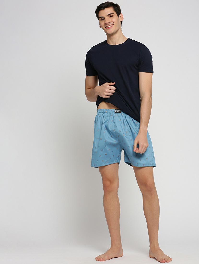 light blue micro prints cotton blend boxer - 20597948 - Standard Image - 4