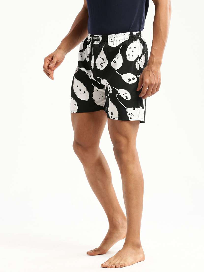 black printed cotton blend boxer - 20597953 -  Standard Image - 1