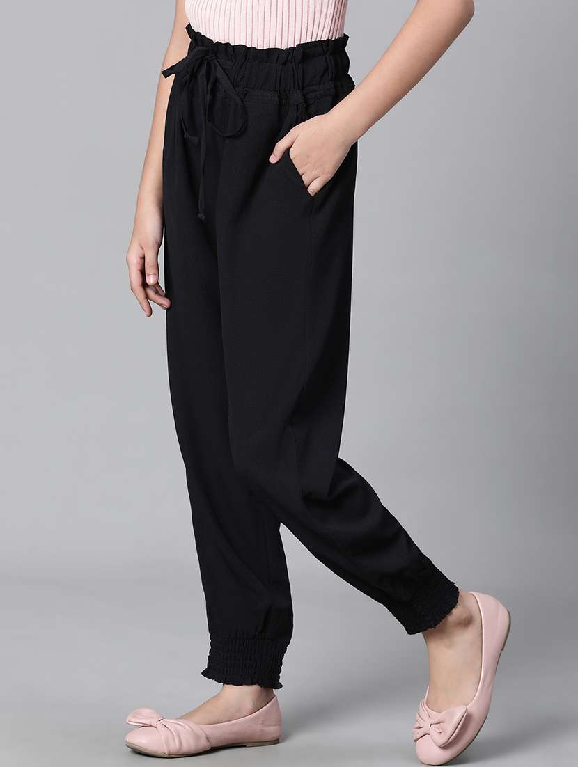 girls solid jogger trouser - 20598262 -  Standard Image - 1