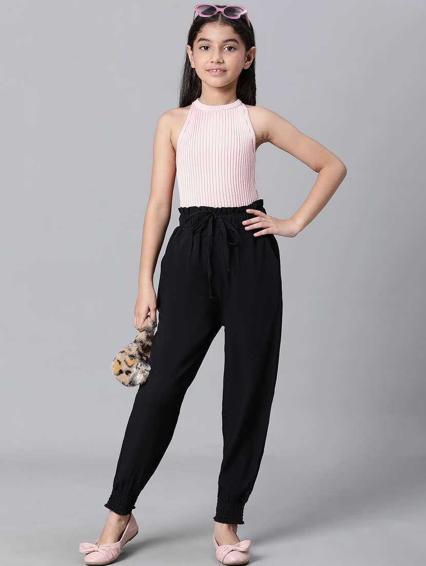 girls solid jogger trouser - 20598262 -  Standard Image - 4