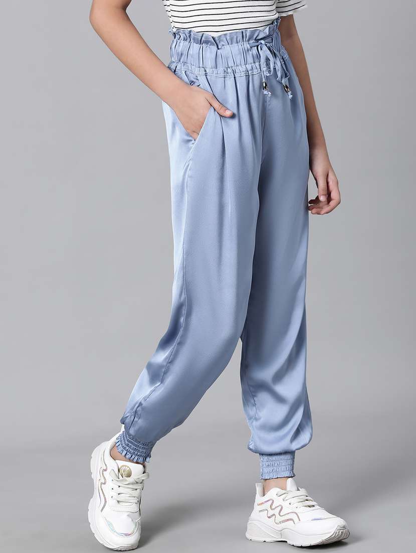 girls solid jogger trouser - 20598263 -  Standard Image - 1
