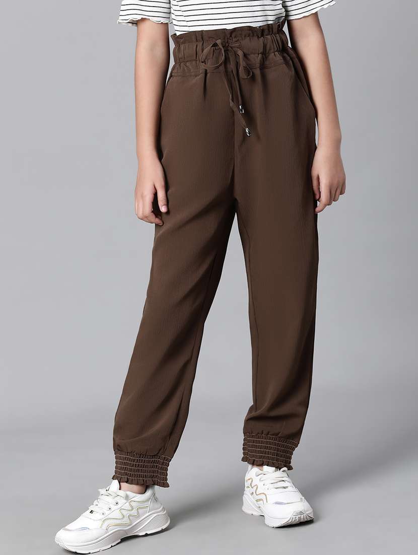 girls solid jogger trouser