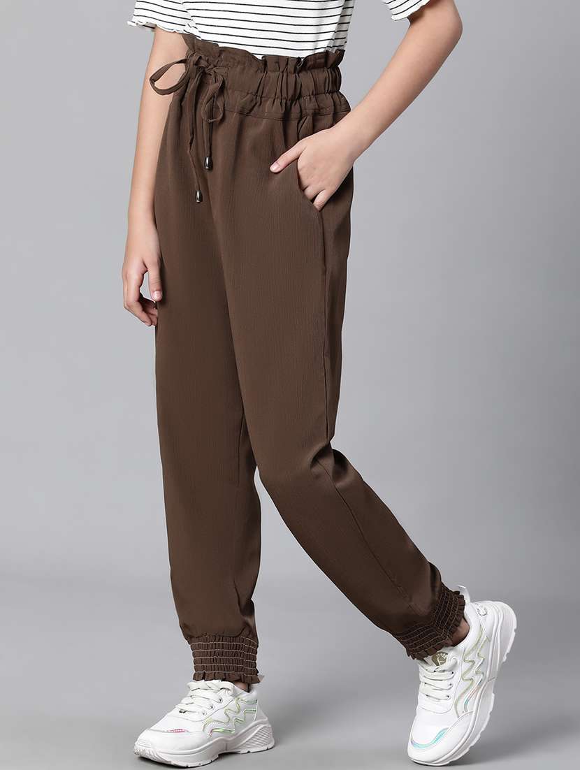 girls solid jogger trouser - 20598265 -  Standard Image - 1