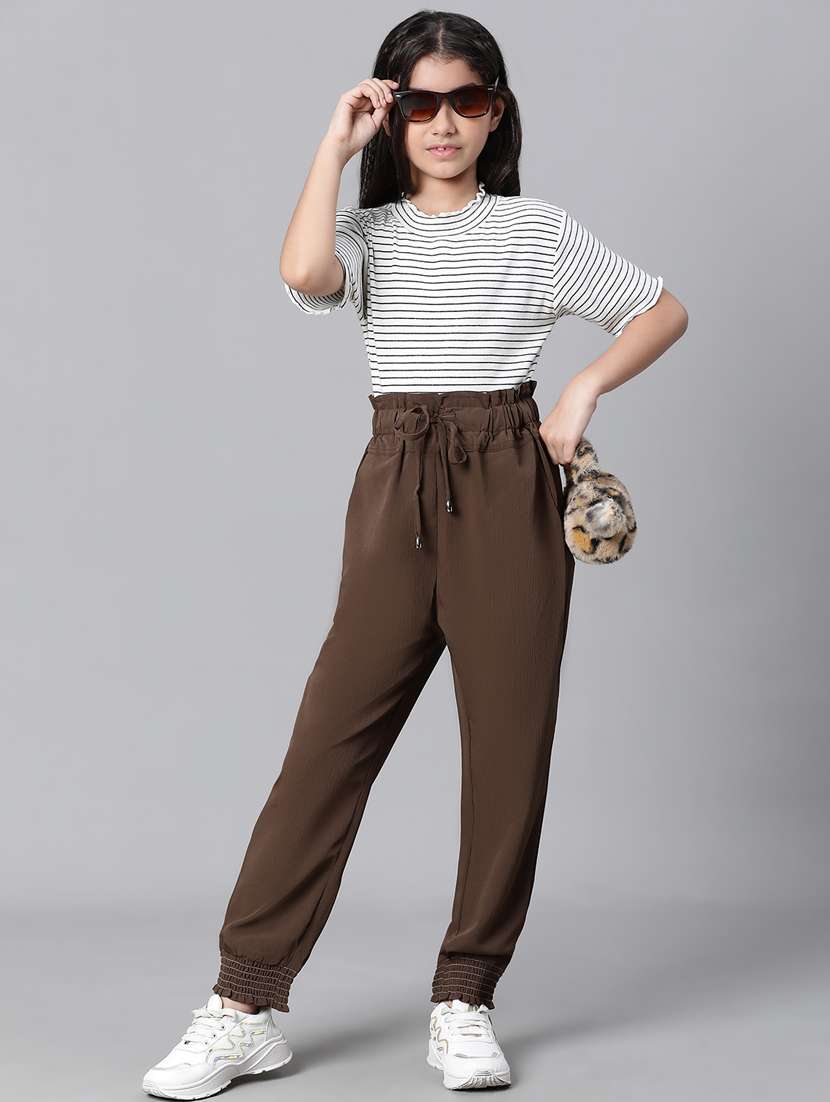 girls solid jogger trouser - 20598265 -  Standard Image - 4