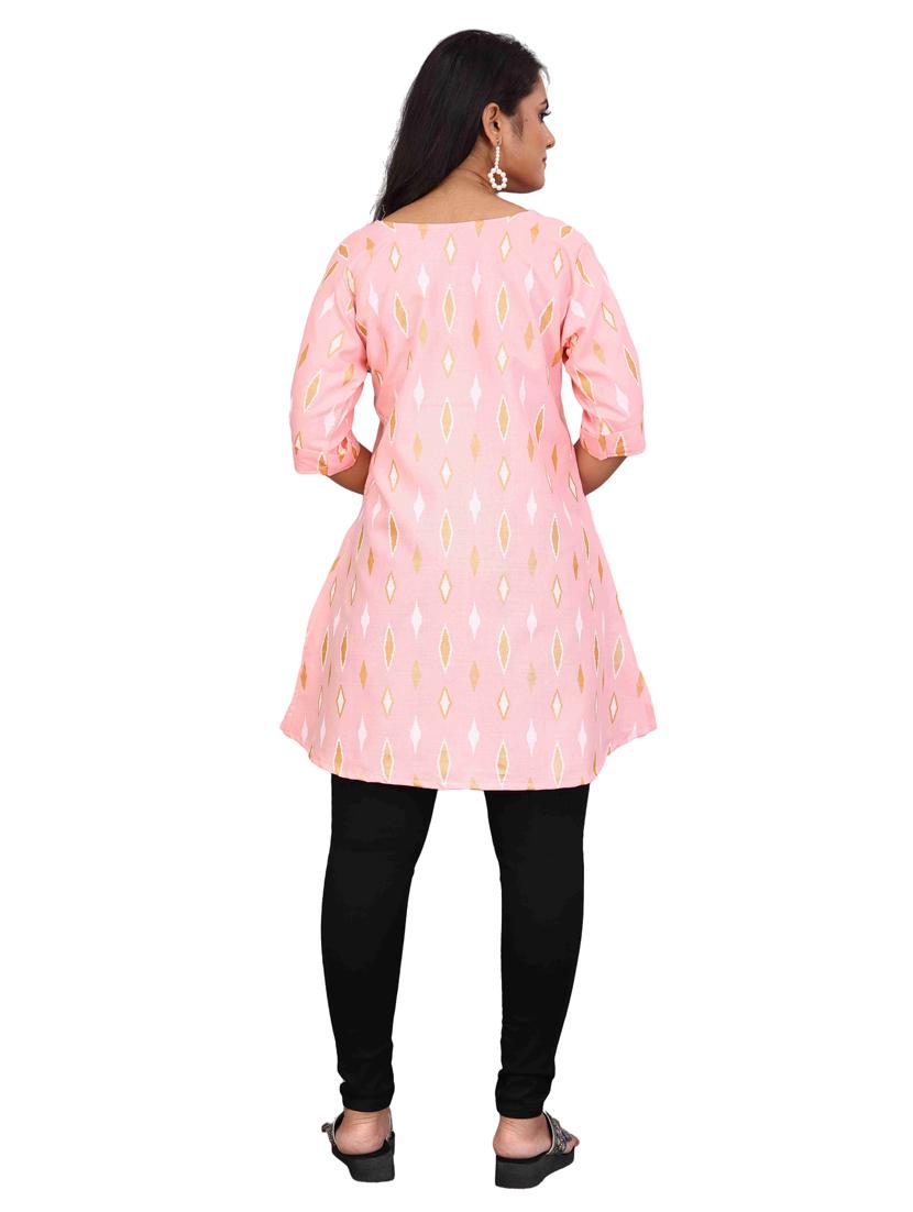 pink cotton blend a-line top - 20598324 - Standard Image - 4